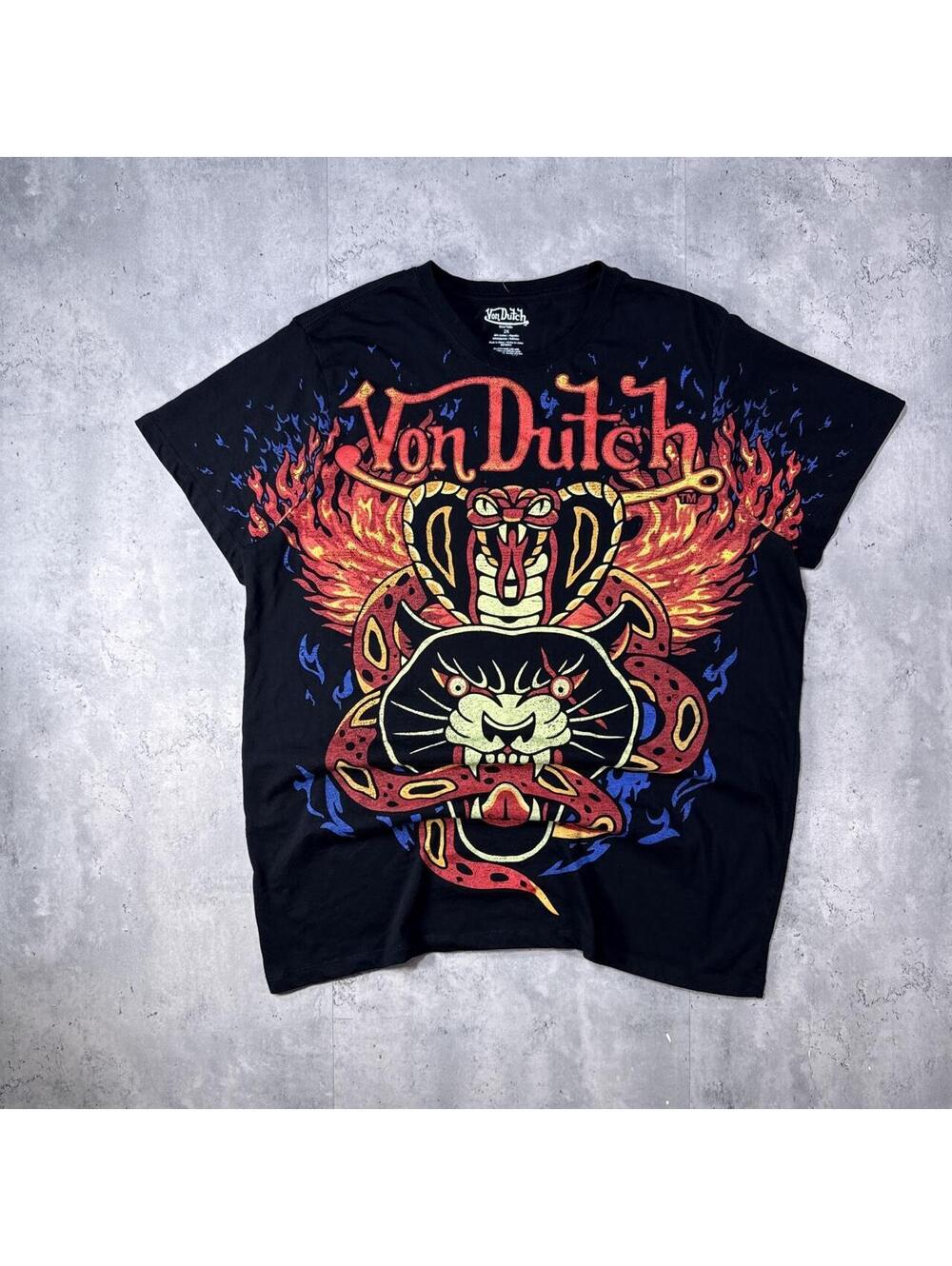 Y2K Von Dutch 00s Grunge AOP Vintage t shirt